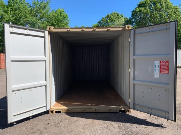 20′ x 8′ x 8.5′ Tall– Wind and Watertight Off Rent Used Shipping / Storage Container – Beige - Image 2