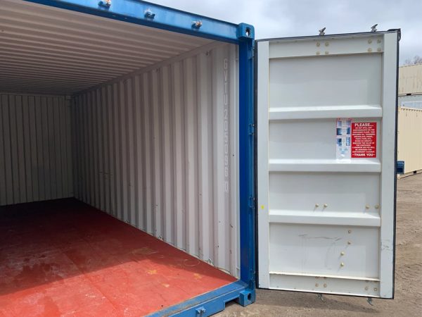 20′ x 8′ x 8.5′ Tall– Wind and Watertight Off Rent Used Shipping / Storage Container – Blue - Image 3