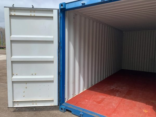 20′ x 8′ x 8.5′ Tall– Wind and Watertight Off Rent Used Shipping / Storage Container – Blue - Image 4